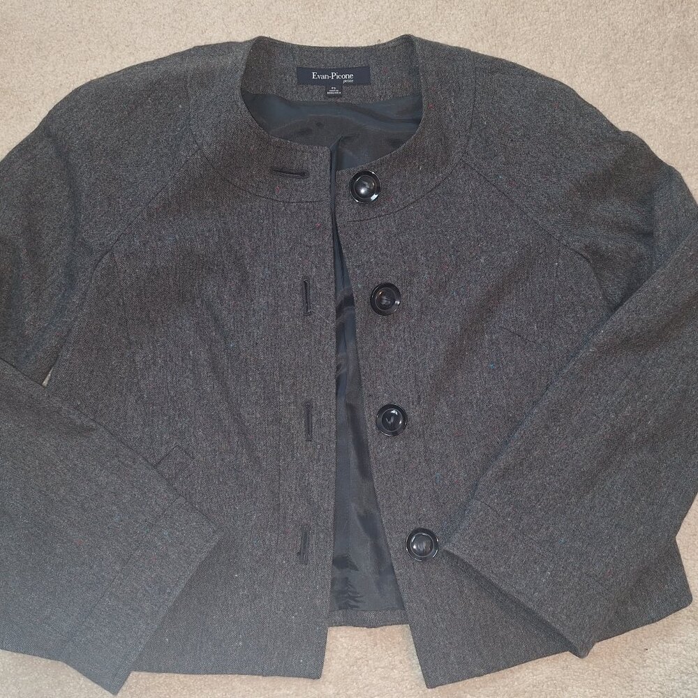 Dressy Gray Evan Picone Statement Blazer Pettite Small